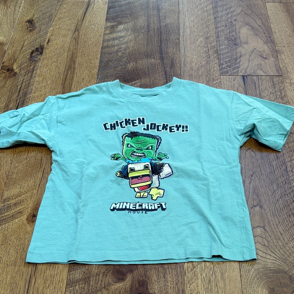 Zara Minecraft Movie Boy’s Green Chicken Jockey Tee Size 6-7